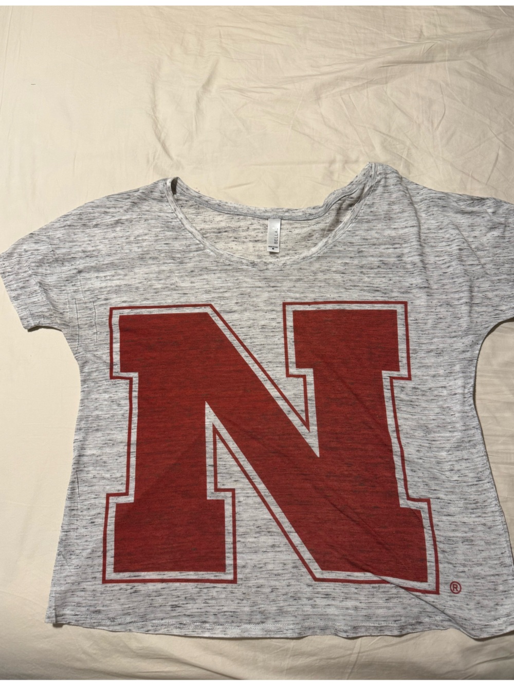 Abella Heather Gray Tee with Red 'N' Graphic